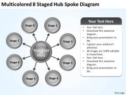 Project management consultancy multicolored 8 staged hub spoke diagram powerpoint templates 0523