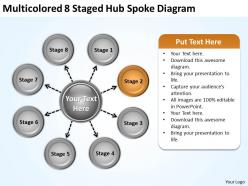 Project management consultancy multicolored 8 staged hub spoke diagram powerpoint templates 0523