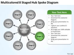 Project management consultancy multicolored 8 staged hub spoke diagram powerpoint templates 0523