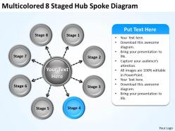 Project management consultancy multicolored 8 staged hub spoke diagram powerpoint templates 0523