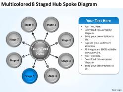 Project management consultancy multicolored 8 staged hub spoke diagram powerpoint templates 0523