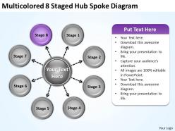Project management consultancy multicolored 8 staged hub spoke diagram powerpoint templates 0523