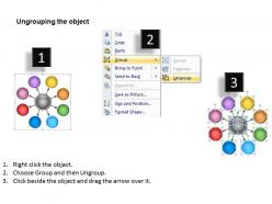 Project management consultancy multicolored 8 staged hub spoke diagram powerpoint templates 0523