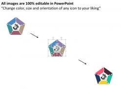 Puzzle pentagon with globe and icons flat powerpoint design