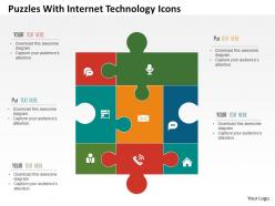 Puzzles with internet technology icons flat powerpoint design