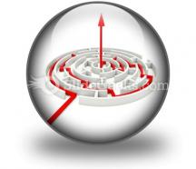 Red path across round labyrinth powerpoint icon c