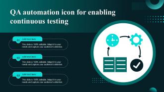 QA Automation Icon For Enabling Continuous Testing Ppt Powerpoint