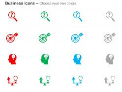 Question search target achievement idea bulb balance ppt icons graphics