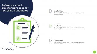 Reference Check Questionnaire Icon For Recruiting Candidates