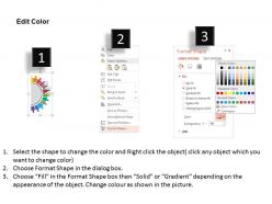 Rh eleven staged semi gear design with icons flat powerpoint design