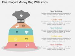 Rp five staged money bag with icons flat powerpoint design