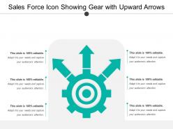 Sales force icon showing gear with upward arrows