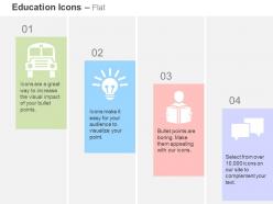 School bus bulb student communication ppt icons graphics