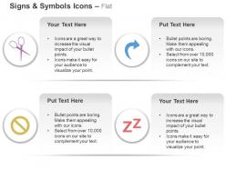 Scissor twisted turn right arrow sleep block ppt icons graphics