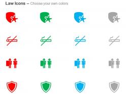 Security no smoking zone riot police shield ppt icons graphics