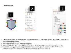 Shield with multiple icons safety indication flat powerpoint design
