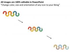 Six staged arrows with icons target tweet search options flat powerpoint design