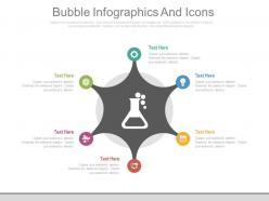 Six staged bubble infographics and icons flat powerpoint design
