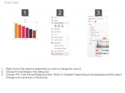 Six staged colored bar graph with finance icons powerpoint slides