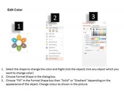 Six staged flower petal diagram with icons flat powerpoint design