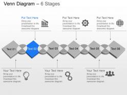 Six staged venn diagram with icons powerpoint template slide