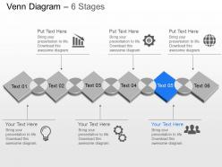 Six staged venn diagram with icons powerpoint template slide