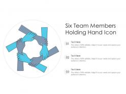 Six team members holding hand icon