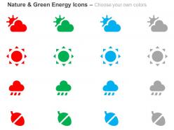 Sun cloud rain green energy conservation ppt icons graphics
