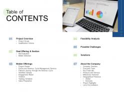 Table of contents rcm s w bid evaluation ppt styles icons