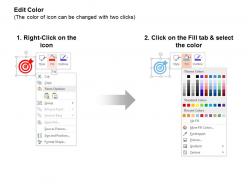 Target board globe bar graph magnifier ppt icons graphics