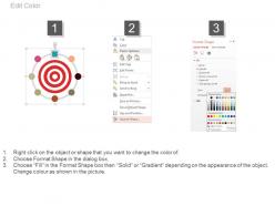 Target board with icons for financial target analysis powerpoint slides