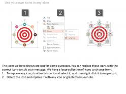Target board with icons for financial target analysis powerpoint slides