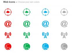 Target cloud internet wifiantenna globe ppt icons graphics