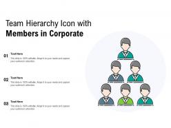 Team hierarchy icon with members in corporate