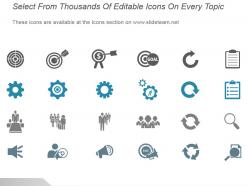 Three boxes showing vision mission and goals with icons ppt slides