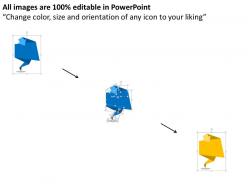 Three option arrow with communication icons flat powerpoint design