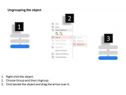 Three staged linear process flow diagram and icons powerpoint template slide