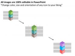 Three staged vertical cubes with business icons flat powerpoint design
