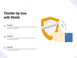 Thumbs up icon circle bulb coin megaphone shield icon paper