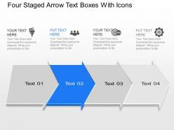 Tl four staged arrow text boxes with icons powerpoint template slide