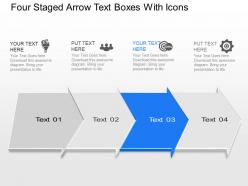 Tl four staged arrow text boxes with icons powerpoint template slide