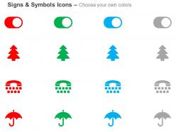 Toggle on tree umbrella calling phone ppt icons graphics
