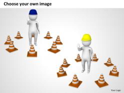 Traffic police man standing with cones ppt graphics icons powerpoint