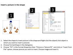 Traffic police man standing with cones ppt graphics icons powerpoint