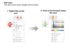 Two balance scale judge prosecuter ppt icons graphics