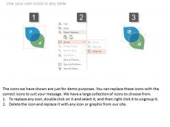 Two staged venn diagram with icons powerpoint slides