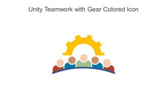 Unity Teamwork With Gear Colored Icon In Powerpoint Pptx Png And Editable Eps Format