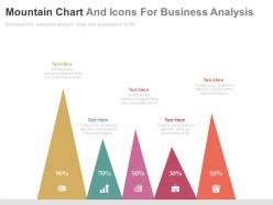 Use five staged mountain chart and icons for business analysis flat powerpoint design