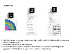 Use five staged puzzle semicircle and icons flat powerpoint design