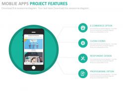 View mobile with tools icons for project management flat powerpoint design